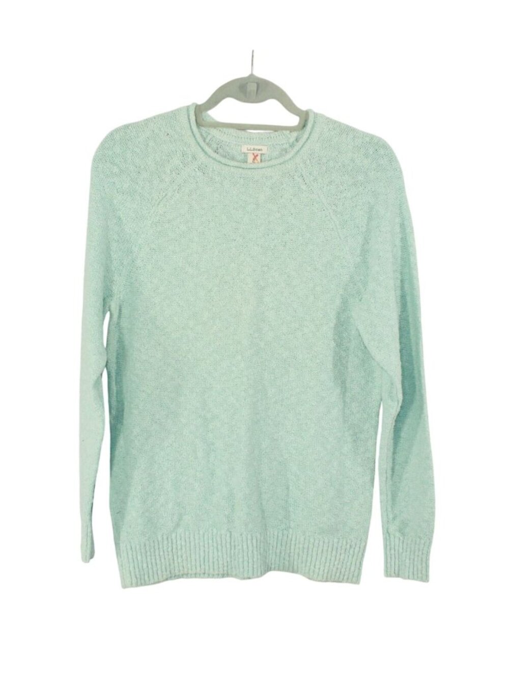 LL Bean Midweight Cotton Slub Rollneck Pullover Pale Turquoise Medium